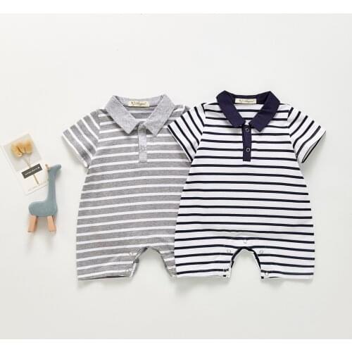 Ins Hot Sale Kids Boys Striple Short Sleeve Romper