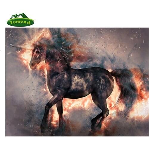 Diy 5D Diamond Painting Fire Horse Animal Square Rhinestones Diamond Embroidery Blooming Unicorn Cross Stitch Mosaic Kits