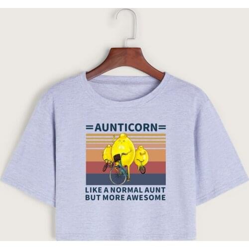 Like A Normal Aunt But More Awesome Womens Crop Shirt Cropped T-Shirt Crop Top Tee Summer Short Sleeve Cotton Tops T-Shirts