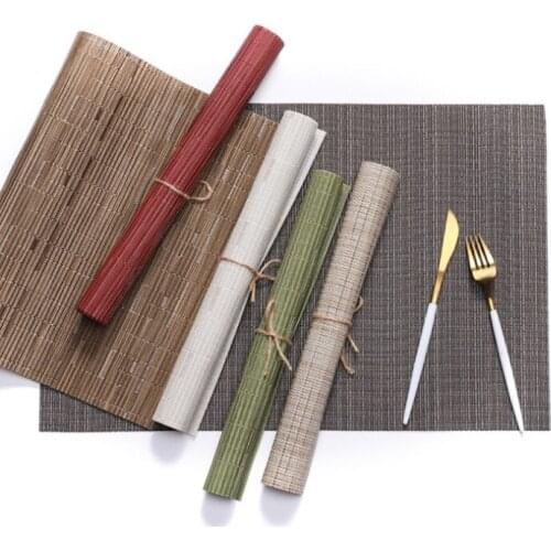 Pvc placemat western-style placemat non-slip heat insulation pad bamboo pattern hotel solid color table mat