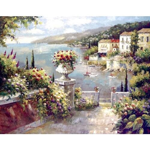 Beautiful oil painting Landscapes Capri Vista II Hand painted canvas artwork for dinning room