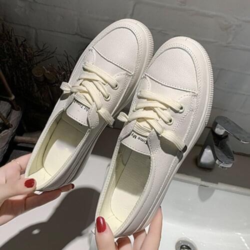 Women Flat Shoes Spring Casual Slip On Ladies Sneakers Vulcanized Shoes Woman Comfortable Walking Students Soft White Shoes