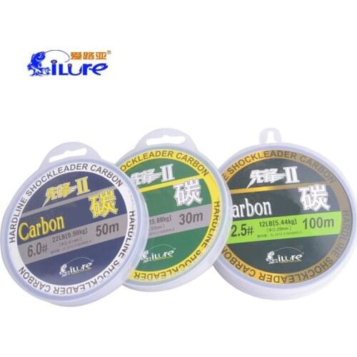 Iure 30m 50m 100m 0.8#-14# 100% Carbon Fishing Line Fluorocarbon Transparent Monofilament Floating Nylon Fish Lines Tackle