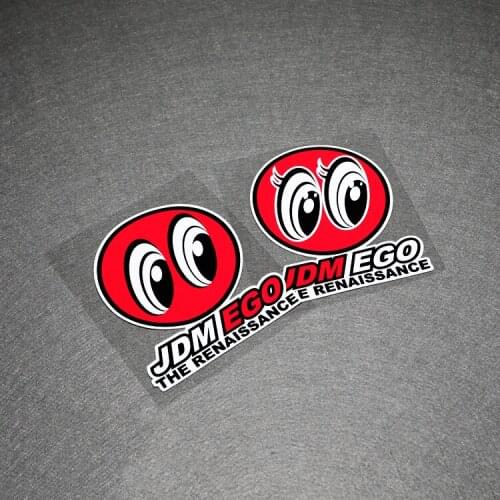 LuLuSticker#096 10x12cm JDM EGO THE RENAISSANCE Cartoon Big Eyes Reflective Car Stickers and Decals Motorcycle Helmet Decals