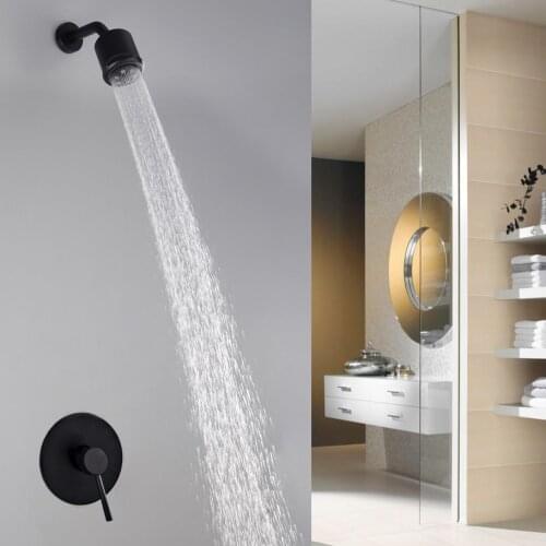 Matte Black Bathroom Shower Faucet Set 3 Function Switch Rain Bath Shower System Wall Mounted Shower Hot Cold Water Mixer Tap