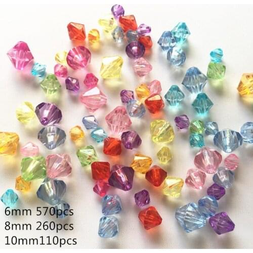 Meideheng Wholesale acrylic TOP quality Transparent Bicone colour mixture crystals beads Jewelry Making DIY small size 6mm8mm10