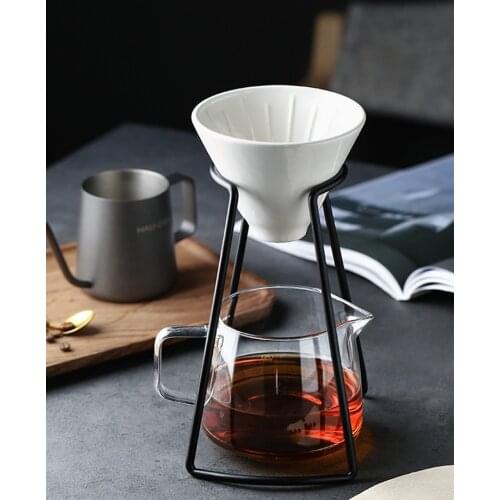 Hand brewed coffee filter set with V60 Glass Coffee pot hand brewing pots coffee pour over coffee kettle pot dripper stand cup