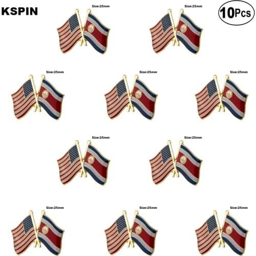 U.S.A.& Costa Rica Lapel Pin Flag badge Brooch Pins Badges 10Pcs a Lot