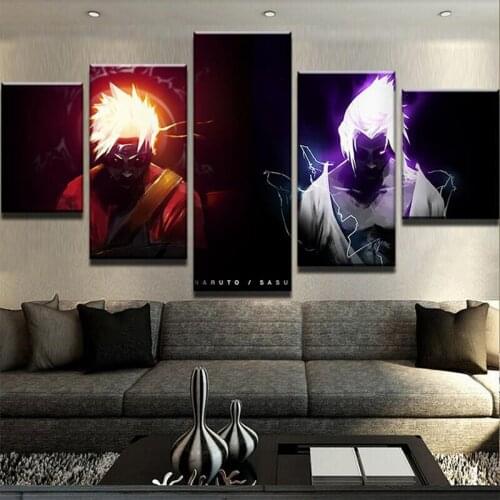 Naruto 5 Piece Canvas Painting Wall Art Sasuka Poster Japanese Anime Modular Pictures Modern Living Room Home Decor Cuadros