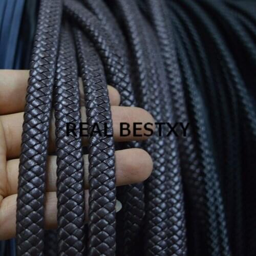 REAL BESTXY 5m/lot 10*6mm brown braided leather cords for bracelets making jewelry findings wide flat leather strap wholesale