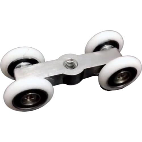 Zinc alloy small suspender shower room fittings pulley 4 wheel roller for glass door wheel 21mm diameter