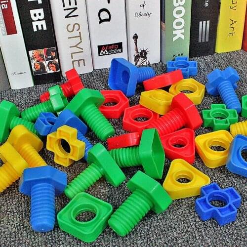 New Montessori Screw Matching Building Blocks Plastic Insert Blocks Nut Shape Toys For Children Early Educational Toys Games