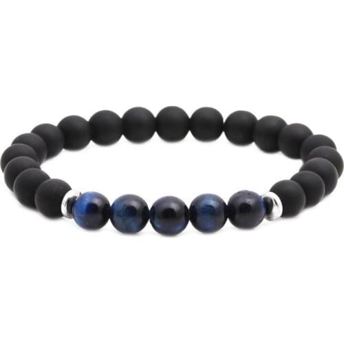 Charm 8mm Matte Black distance Colorful Natural stone Beads Bracelet for Women&Men fashion Jewelry Pulseras unique Bracelets