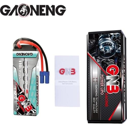 Original GAONENG GNB 7.4V 6500mAh 110C Rechargeable battery For RC Car Racing Spare Parts With Shell Upgrade LiHV 2S Battery