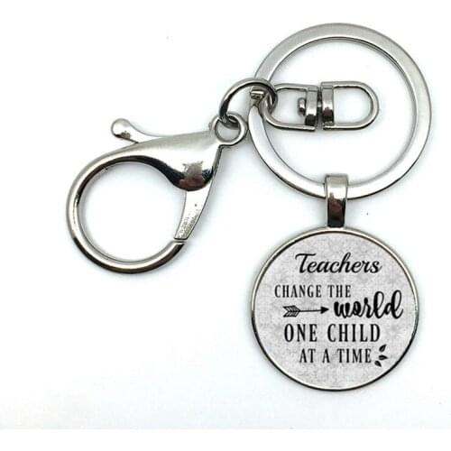 Gift for Teacher,Daycare provider,Teacher charm Keychain,Teacher Appreciation Gift,TEACHERS CHANGE the World One child at a time