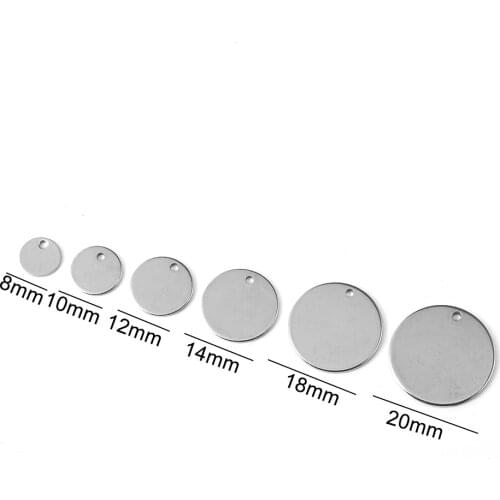 50-10pcs 8 10 12 14 18 20mm Stainless Steel Charms Pendant Dog Tag Pendant Pendants For Necklaces DIY Jewelry Making Wholesale