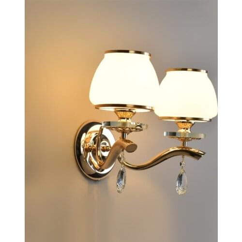 Bedside Lamp LED Wall Light Simple And Modern Nano Plating Lamp Body Glass Lampshade K 9 Crystal Bedroom Living Room Creative