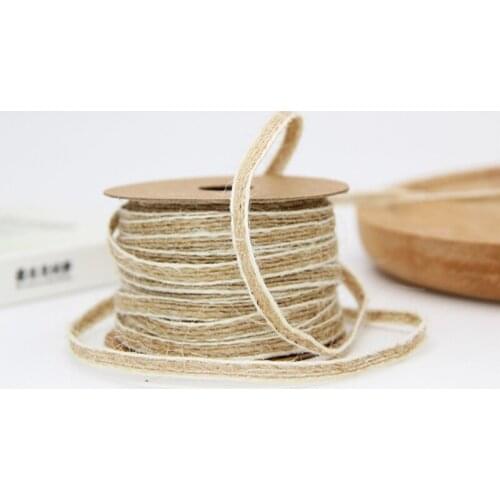 Craft Gift Supplies Ribbons Wrapping DIY10M/Roll Vintage Jute Burlap Hessian Ribbon With Lace Wedding Party Christmas Decoration