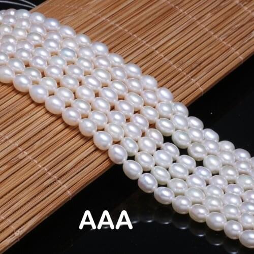 Rice Shape Natural Freshwater Pearl Beads Charms Jewelry Accessories Making Bracelet Necklace 5-6mm 14inch