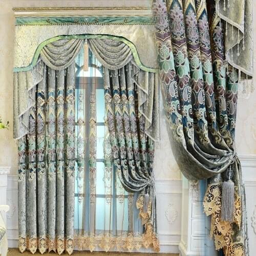 European Style Luxury Curtains for Living Room and Bedroom Water Soluble Embroidery Curtains High Shading Rate Curtains