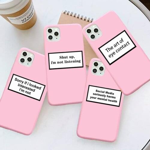 Funny letter Quotes Text Art design luxury shell Phone Cases Candy Color for iPhone 6 7 8 11 12 s mini pro X XS XR MAX Plus