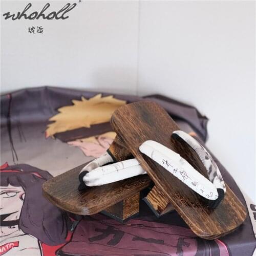 WHOHOLL Japanese Samurai Clogs Shoes Man Women Unisex Geta Summer Slippers Two Teeth Platform Flip Flops Naruto Jiraiya Cosplay