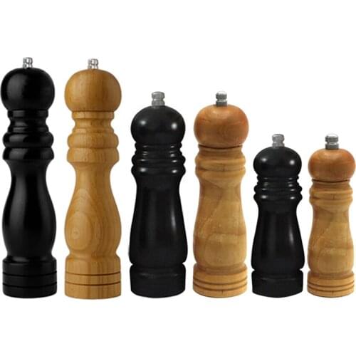 5" 8" 10" Solid Grinder With Strong Adjustable Wood Salt Pepper Kitchen gadget Manual Spice Mill Cooking Tool Handheld Seasoning