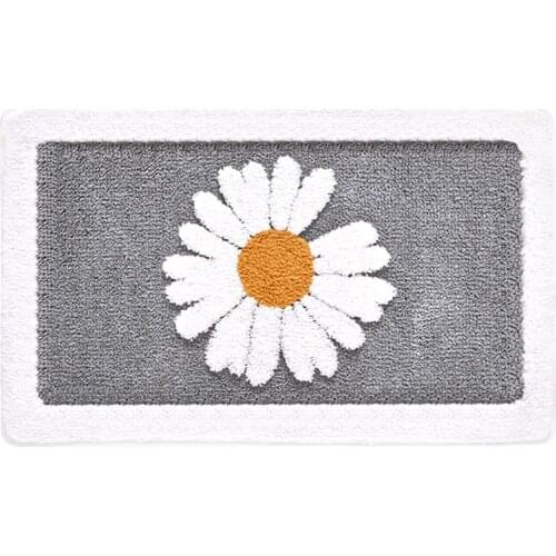 Bathroom Non-Slip Rug Daisy Floral Kitchen Absorbent Microfiber Mat Anti-fall Door Mat for Floor Toilet Household Bath Mat