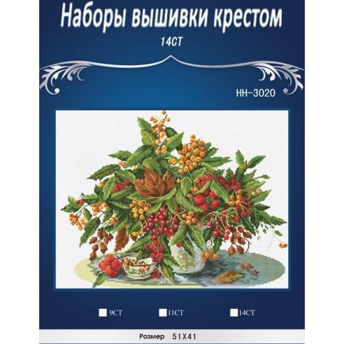 Red Hawthorn FLOWERS Cross stitch Higher quality Similar DIY DMC 14CT unprinted Cross stitch,Sets For Embroidery kits