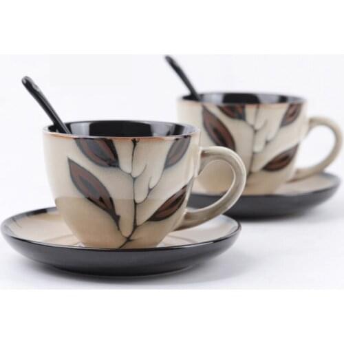 Coffee cup set simple European style coffee cup personality ceramic cup with dish spoon large capacity mug cup