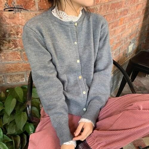 2020 Autumn Winter Jumpers Single-breasted Female Knit Cardigans Korean Casual O-neck Long Sleeve Women Sweater Cardigans 11324