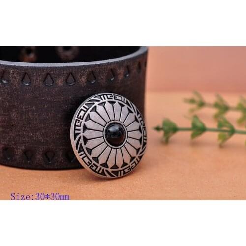 10pc 30X30mm Western BLACK Turquoise Floral Cowboy Leathercraft Wallet Chain Key Ring Key Chain Repair Conchos Button Screwback