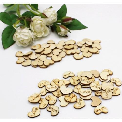 100/200 pcs/pack Cute Mixed Love Heart Shaped Wedding Table Scatter Decor Rustic Wooden Wedding Decoration Buttons