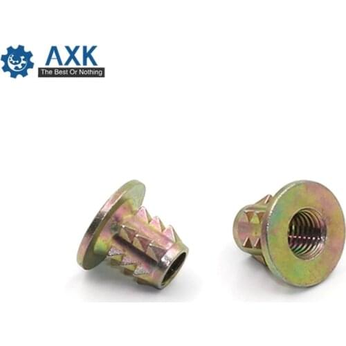 20Pcs M4 M5 M6 M8 flange head Zinc Alloy Thread For Wood Insert Spiked Nut Furniture Link Nuts M4*10 M5*10 M6*10 M8*13 MM