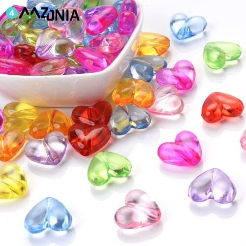30pcs 16x17mm Mix Acrylic Transparent Heart Beads Colorful Loose Spacer Beads For Jewelry Making DIY Handmade Accessories