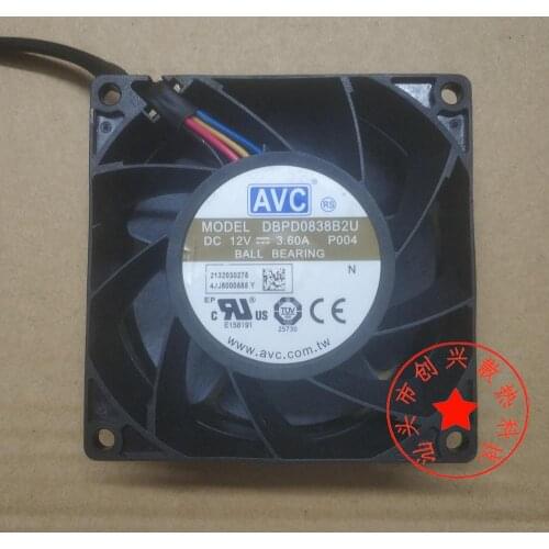 AVC DBPD0838B2U P004 DC 12V 3.60A 80x80x38mm 4-Wire Server Cooling Fan