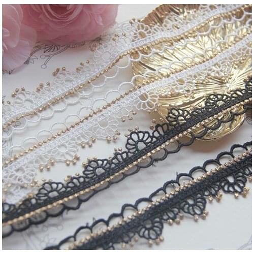 5Y-10Yard/Lot Water-Soluble Gold Thread Embroidery Flower Can Wear Ribbon Lace Trim Clothing Dress Curtain Wedding Decoration