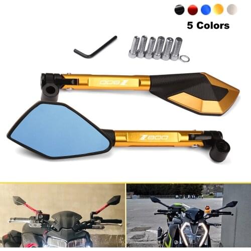 CNC Aluminum Motorcycle Rearview Mirrors Blue Anti-glare Mirror For KAWASAKI z800 Z 800 2013 2014 2015 2016 Motorbike Accesory