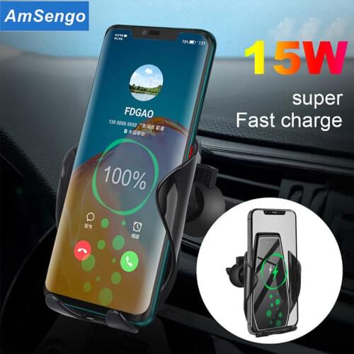 Automatic 15W Qi Car Wireless Charger for iPhone 12 11 XS XR X 8 Samsung S21 S20 S10 S9 USB Infrared Sensor Phone Holder Mount