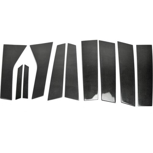 Car Accessories For Porsche Cayenne 958 Carbon Fiber A & B-Pillar Cover Stick On Type 10pcs Glossy Finish Racing Sticker Trim