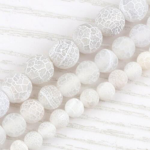 Wholesale 6 8 10MM White Frost Cracked Stone Natural Weathered Onyx Beads for DIY Jewelry Making Bracelet Necklace Accessories