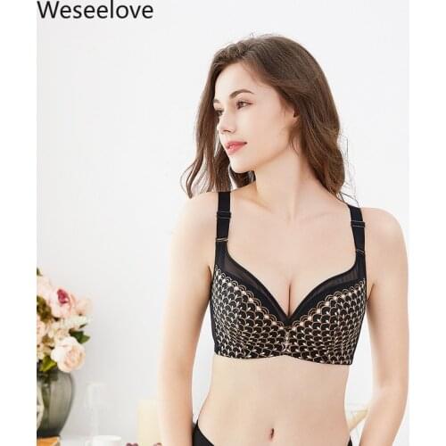 Weseelove Soft Rims Beauty Back Plus Size Women Soutien Gorge Femme Adjustable Lace Bralette Sexy Lingerie Push Up Woman X25-1