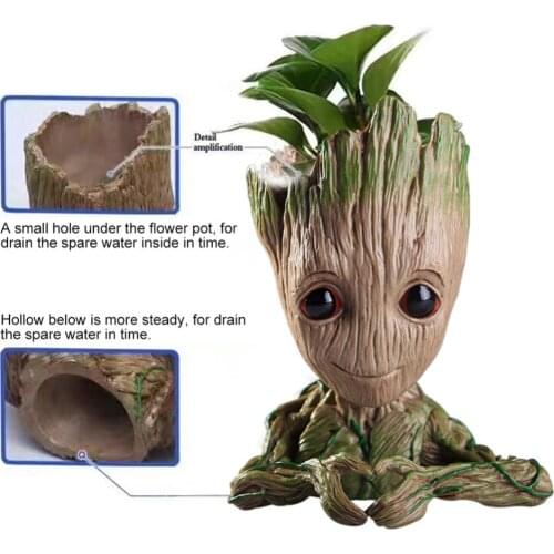 Flower Pot Baby Groot Flowerpot Cute Toy Pen Pot Holder PVC Hero Model Baby Tree Man Garden Plant Pot Groot Support Dropshipping