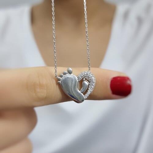 Baby Feet 925 Sterling Silver, Gold, Rose Plated Necklace For Women Girls Handmade Fashion Jewelry Elegant Minimalist