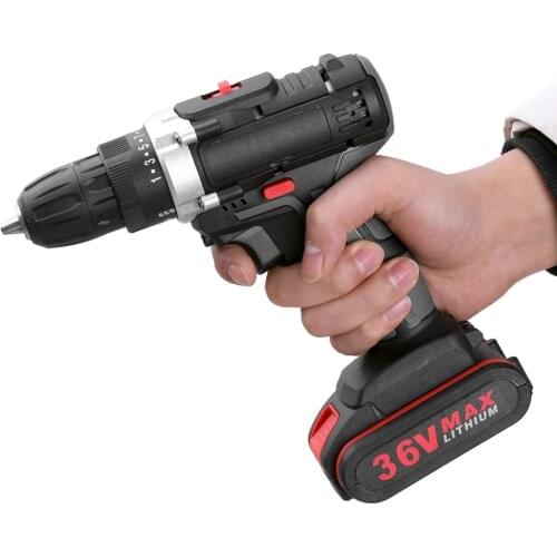 Cordless Electric Impact Drill 36V Brushless Lithium Battery Wireless Rechargeable Hand Drills Home DIY Electric Power Tools