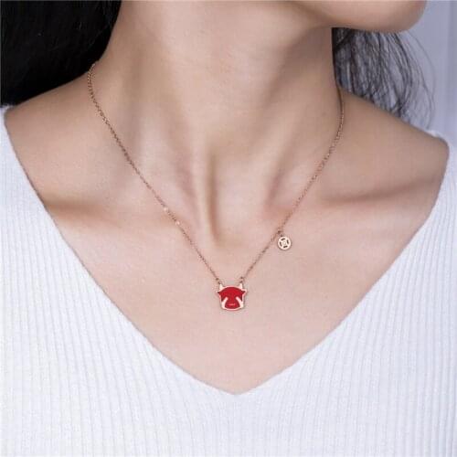 Palace cute cow necklace female fashion national tide born calf pendant birthday gift Zodiac clavicle chain