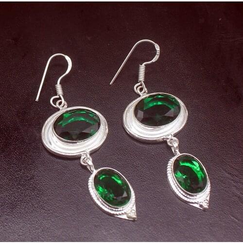 Gemstonefactory Big Promotion Unique 925 Silver Glowing Green Topaz Lovely Women Ladies Gifts Dangle Drop Earrings 20212280