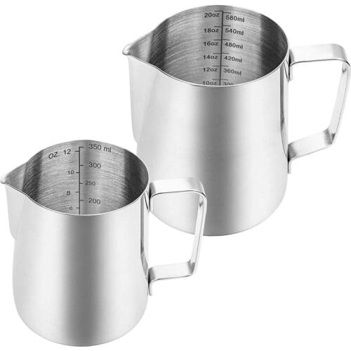 Hot YO-2 Pack Milk Frothing Pitcher, 12Oz & 20Oz Espresso Steaming Pitcher, Milk Frother Steamer Cup, Tick Mark Inside