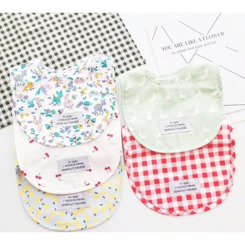 INS Korean Version Of Cotton Bib Baby Floral Print Blouse Saliva Towel Waterproof Bib 0-5T Kids Baby Accessories