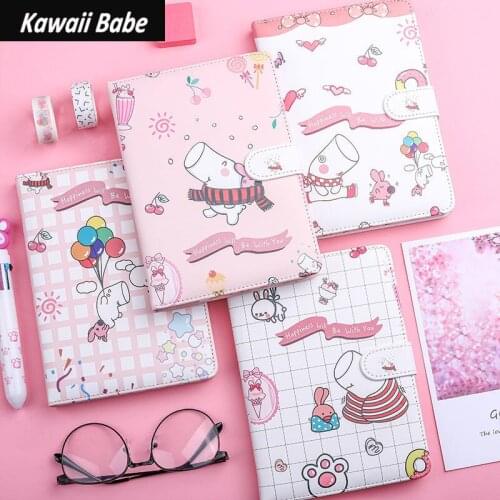 Kawaii Hippo Notebooks and Journals PU Cover 224 Pages Diary Weekly Yearly Journal Sketchbook School Stationary Supplies